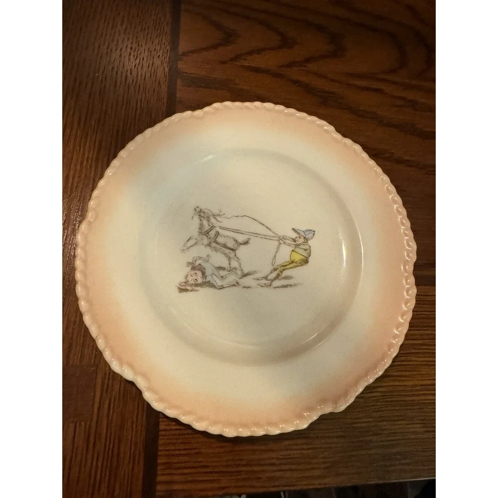 Antique Palmer Cox Cartoon Brownies Porcelain Plate 7 1/4" Goat Humor 1800's - Picture 1 of 9